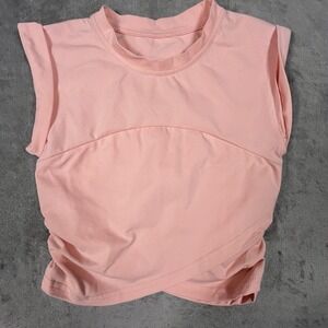 Women's Peach Side Ruched Sleeveless Cropped Athletic Tank Size XS Yoga Workout
